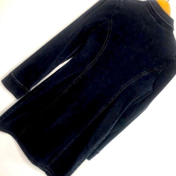 Urban Revivo Black Denim Long Jacket | Button Front | Size M (US 8) - Picture 15 of 15